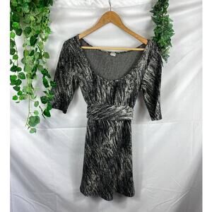 Three Dots Patterned Tie Waist Dress Size Medium